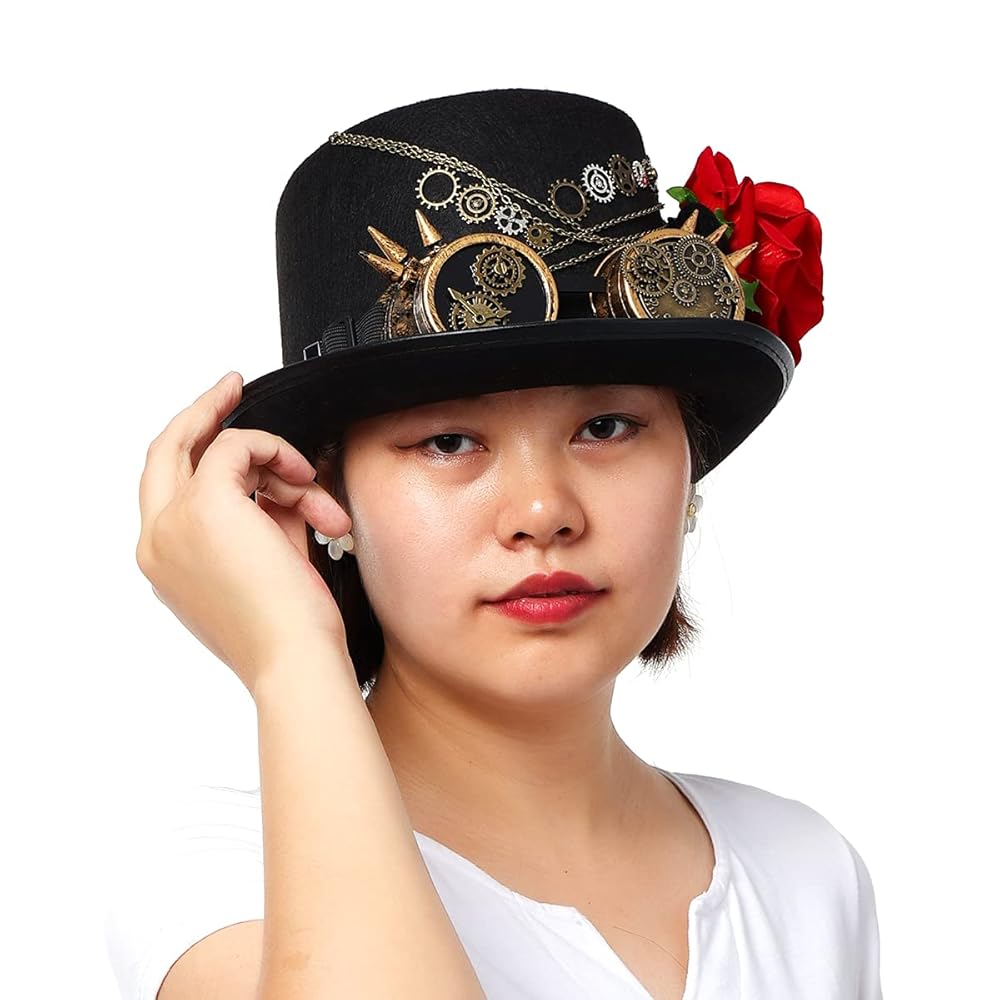 Amazon.com: BLESSUME Unisex Steampunk Top Hats Goggles Gears
